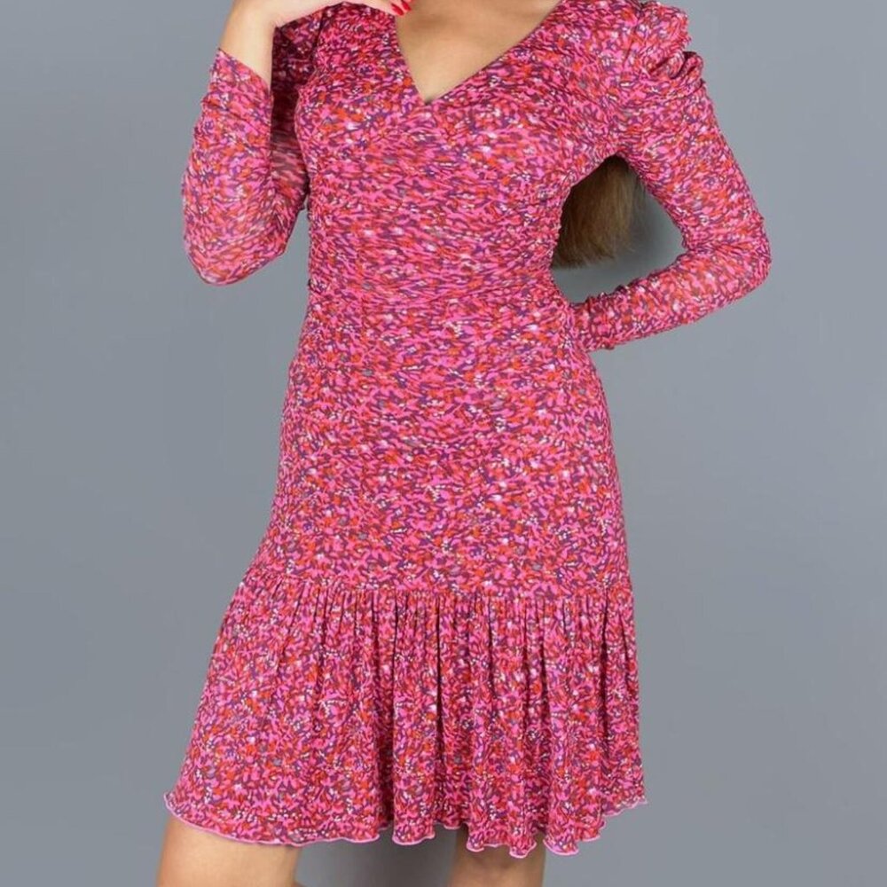Diane von Furstenberg Alyssa Ruched Stretch Mesh Dress XL